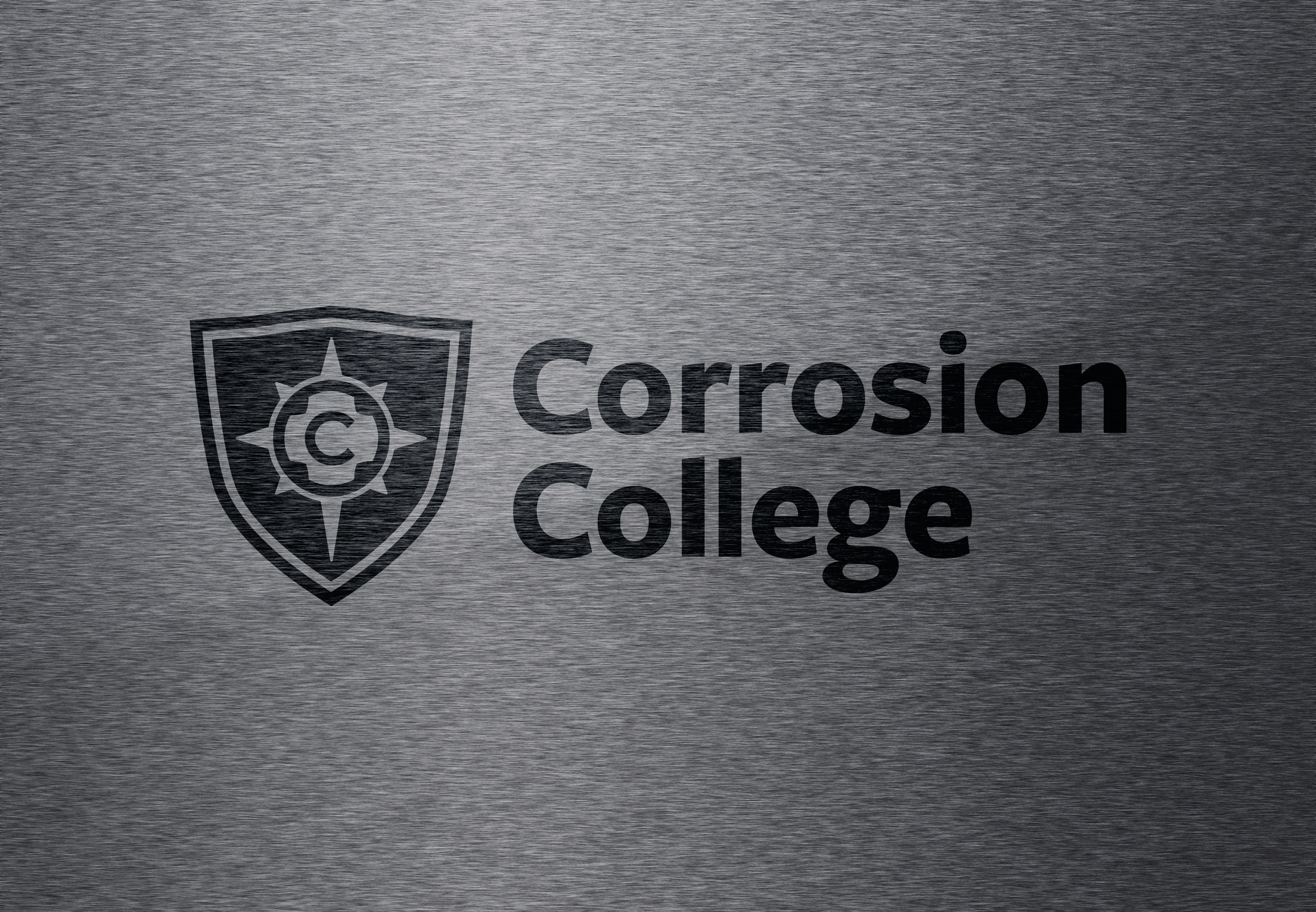 Corrosion College Logo on Brushed Metal