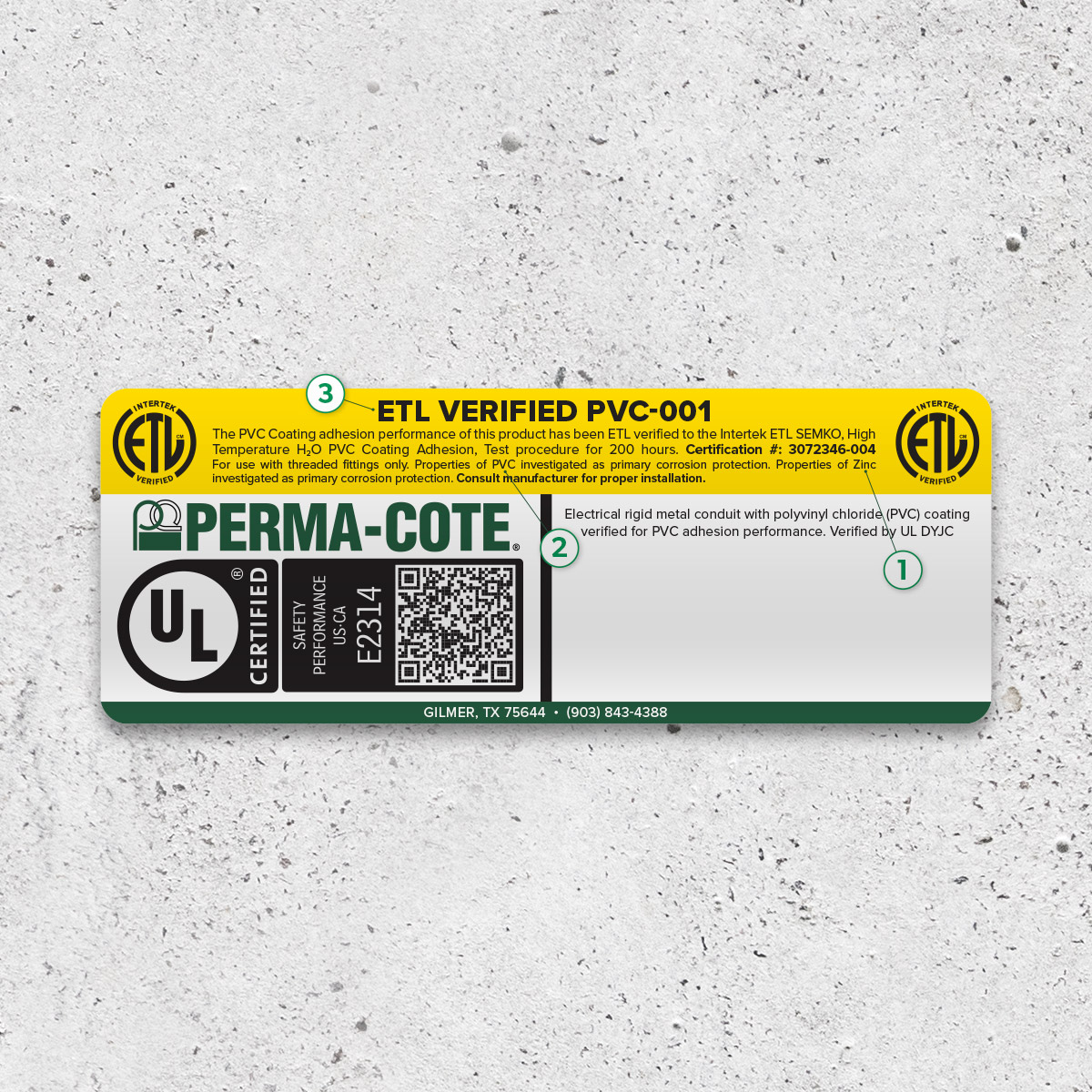 ETL Label for Verification of Perma-Cote Performance